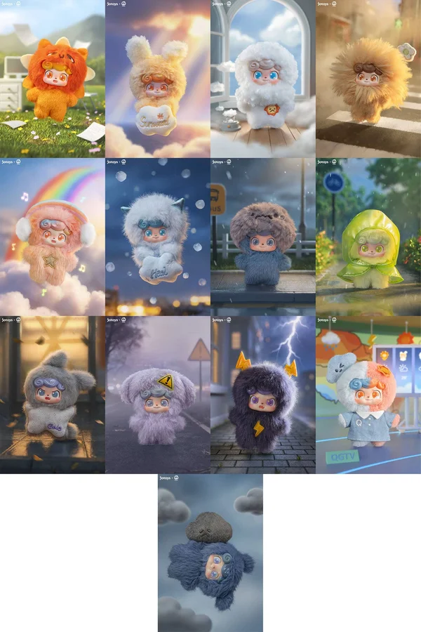 JOTOYS Q.KID WEATHER SERIES MINI PLUSH BLIND BOX - 1 Unidade Aleatória